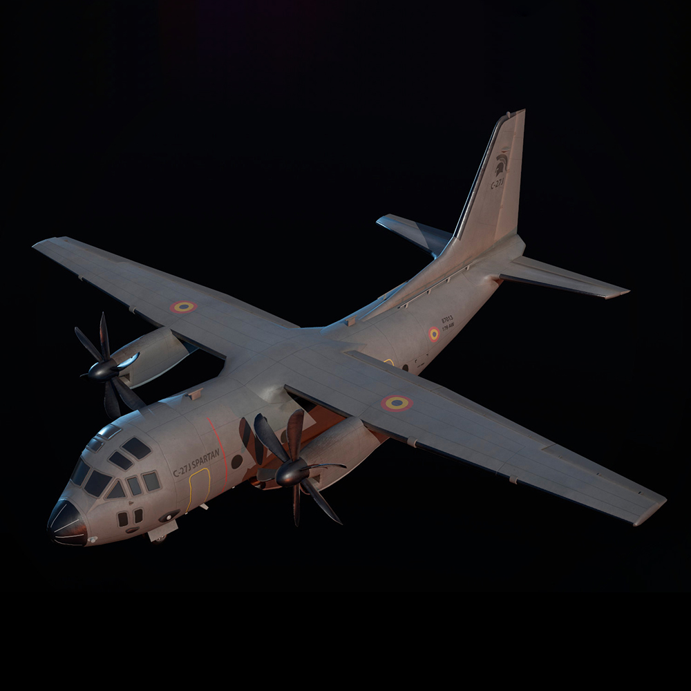 3D military transport plane