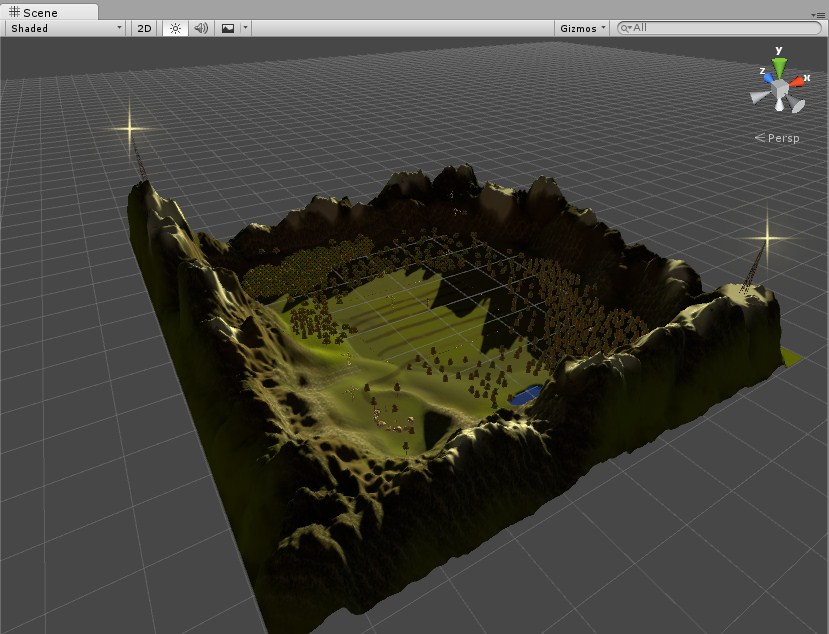 3D terrain created and optimized in Unity3D