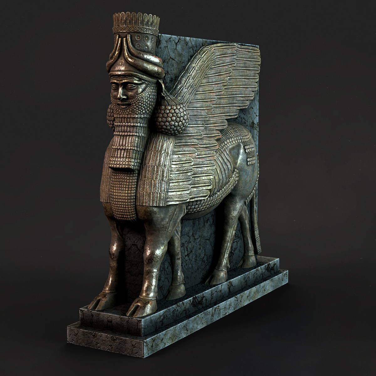 lamassu lion statue 3d props