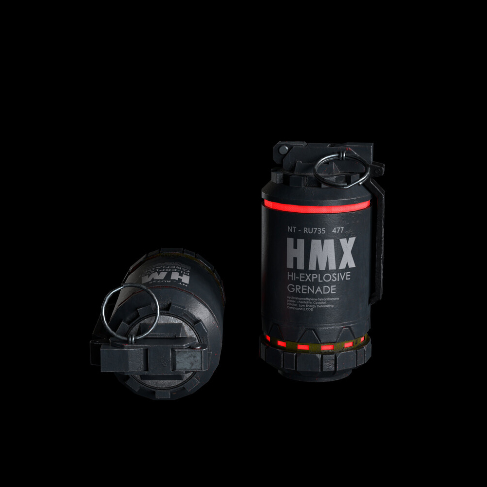 Low-poly grenade 3D model gaming props